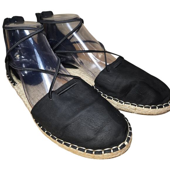 Eileen Fisher Suede Lace Up Espadrille Flat Jute Insole Round Toe Womens Sz 8.5 - Picture 3 of 8